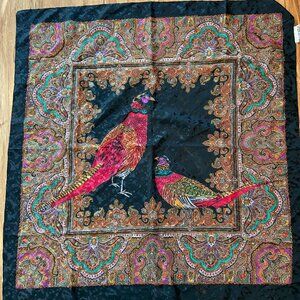 Vintage Units Scarf Pheasants 100% rayon 36 x 36"